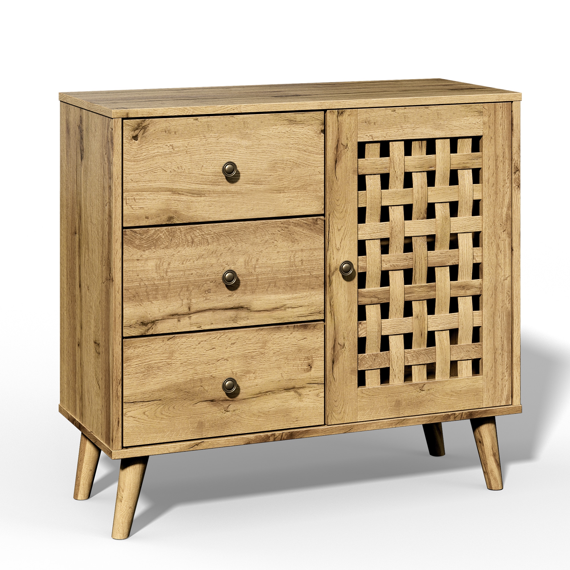 Vintage Sideboard With Basket Weave Doors And Drawers For Home_voghion.com